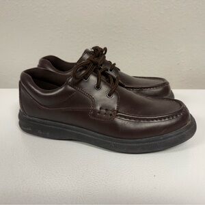 Hush Puppies Moc Toe Oxford Shoes Comfort H18784 Brown Leather Lace Men 10.5